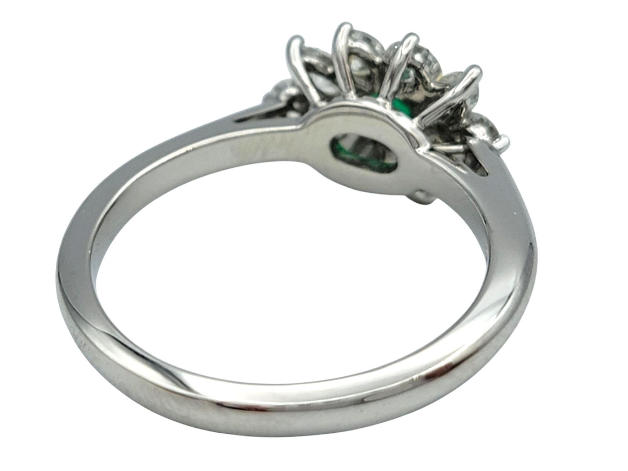 Tiffany & Co. Victoria Collection Emerald and Diamond Ring Platinum and 18K Gold In Good Condition For Sale In Scottsdale, AZ