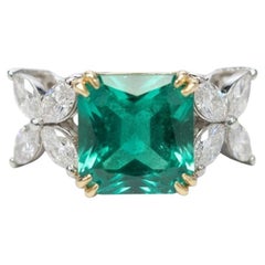 Tiffany & Co. Victoria Collection Platinum & 18K Emerald and Diamond Ring