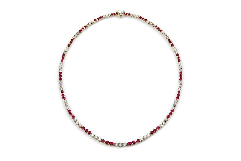 Tiffany and Co. Victoria Collection Ruby Diamond Necklace For Sale at