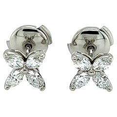 Tiffany & Co. Victoria Diamond 0.92ct Platinum Stud Earrings w/Box