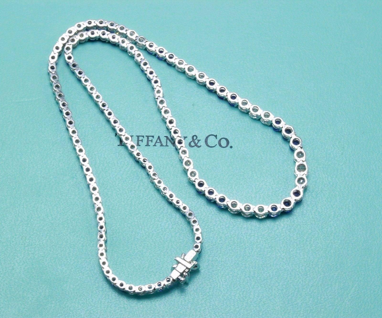 Tiffany & Co. Victoria Diamond and Sapphire Necklace 11.68 TCW Platinum In Excellent Condition In San Diego, CA