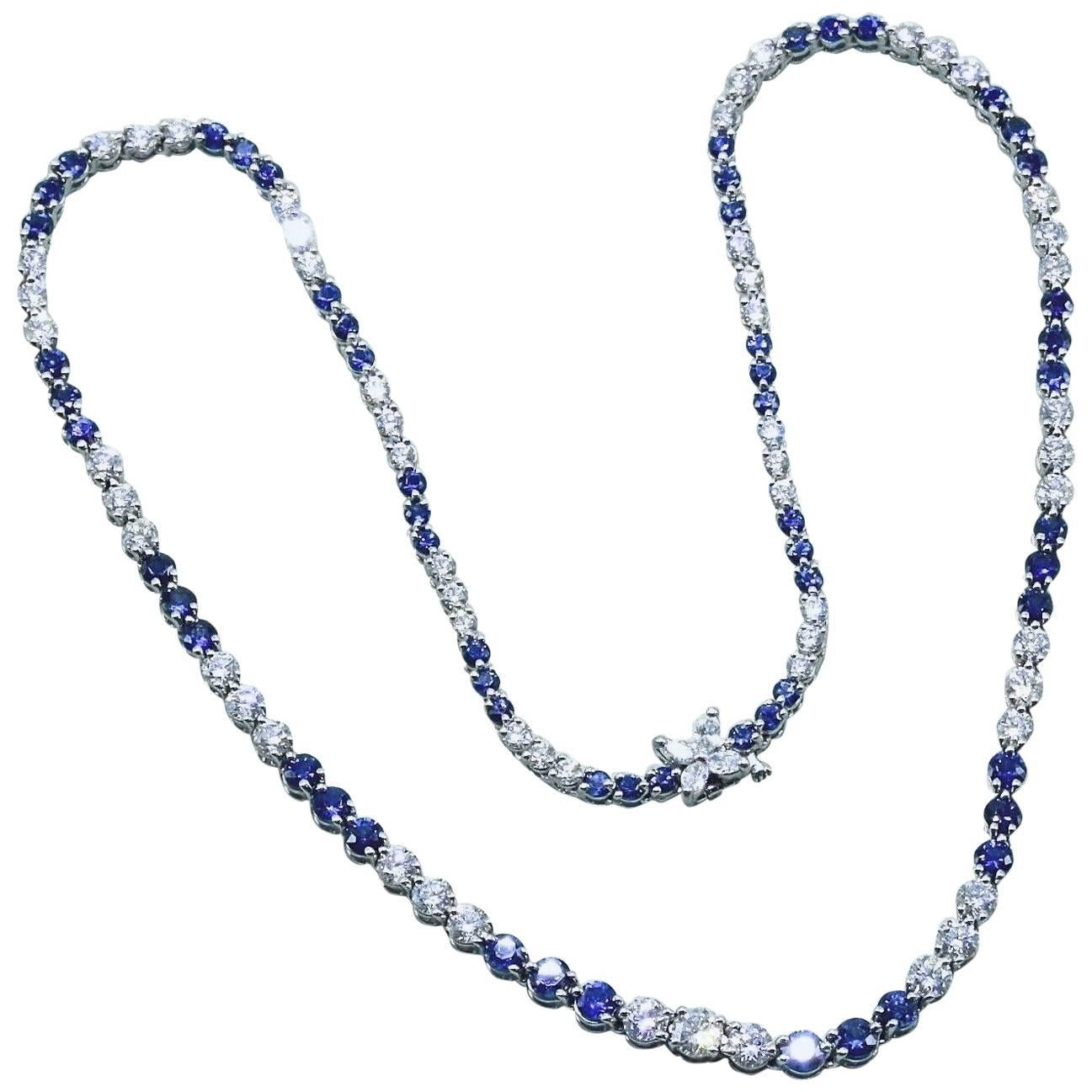 Tiffany and Co. Victoria Diamond and Sapphire Necklace 11.68 TCW ...