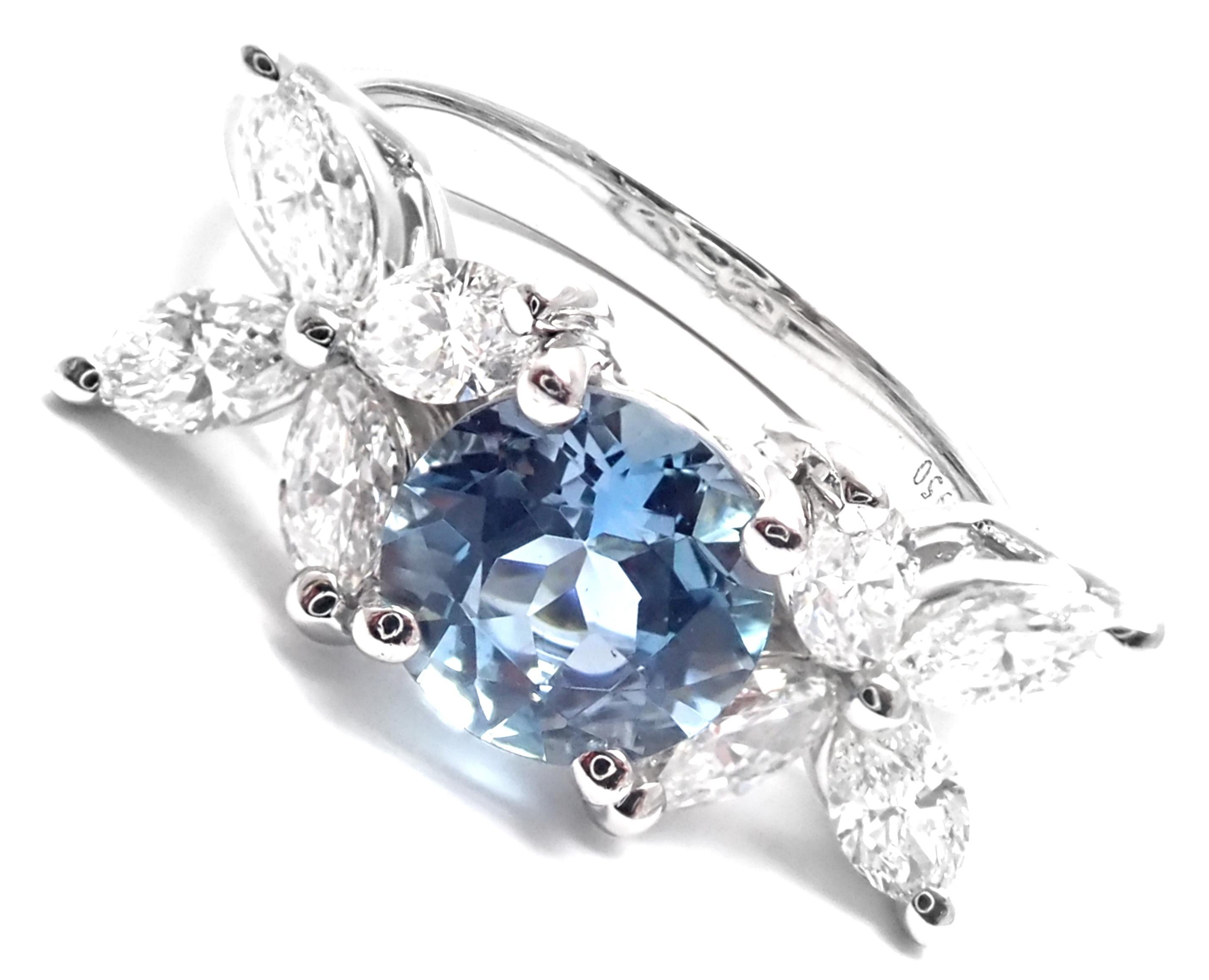 Women's or Men's Tiffany & Co. Victoria Diamond Aquamarine Platinum Band Ring