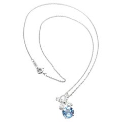 Tiffany & Co Victoria Diamond Aquamarine Platinum Pendant Necklace