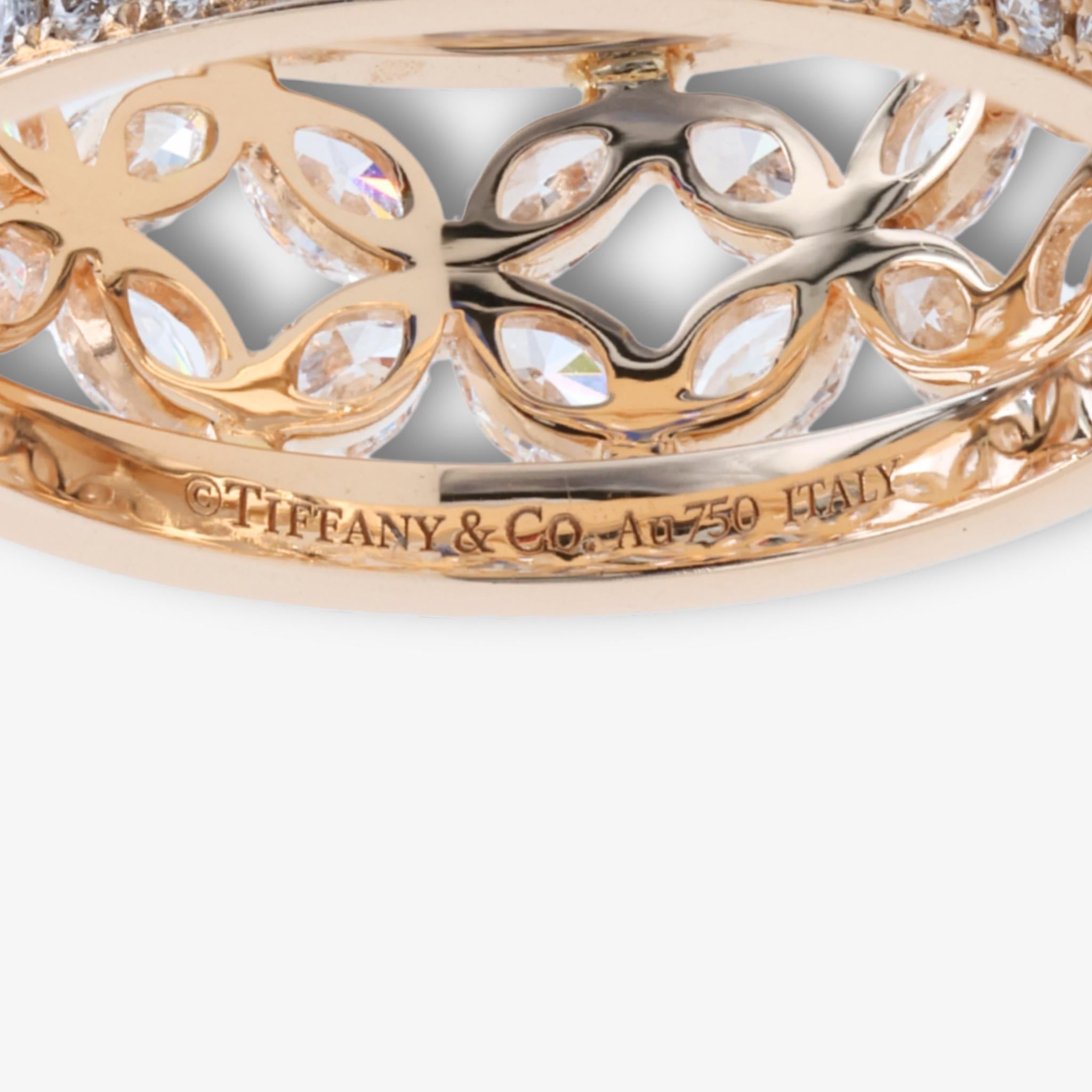 Tiffany & Co. Fascia di diamanti Victoria in oro rosa 18 carati, diamanti rotondi e marquise In condizioni ottime in vendita a Tampa, FL