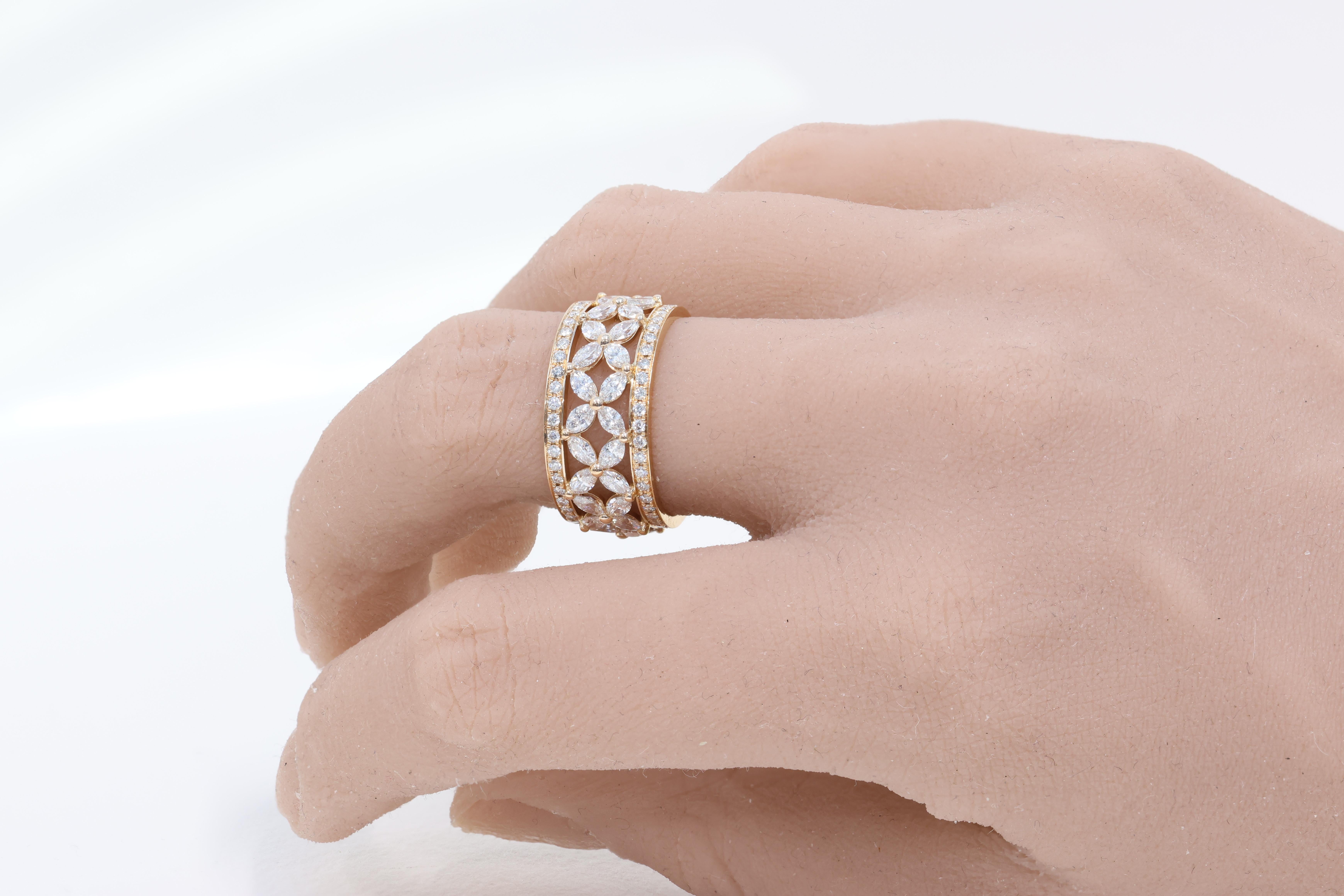 Marquise Cut Tiffany & Co. Victoria Diamond Band Ring In 18k Rose Gold 2.73 Carats For Sale