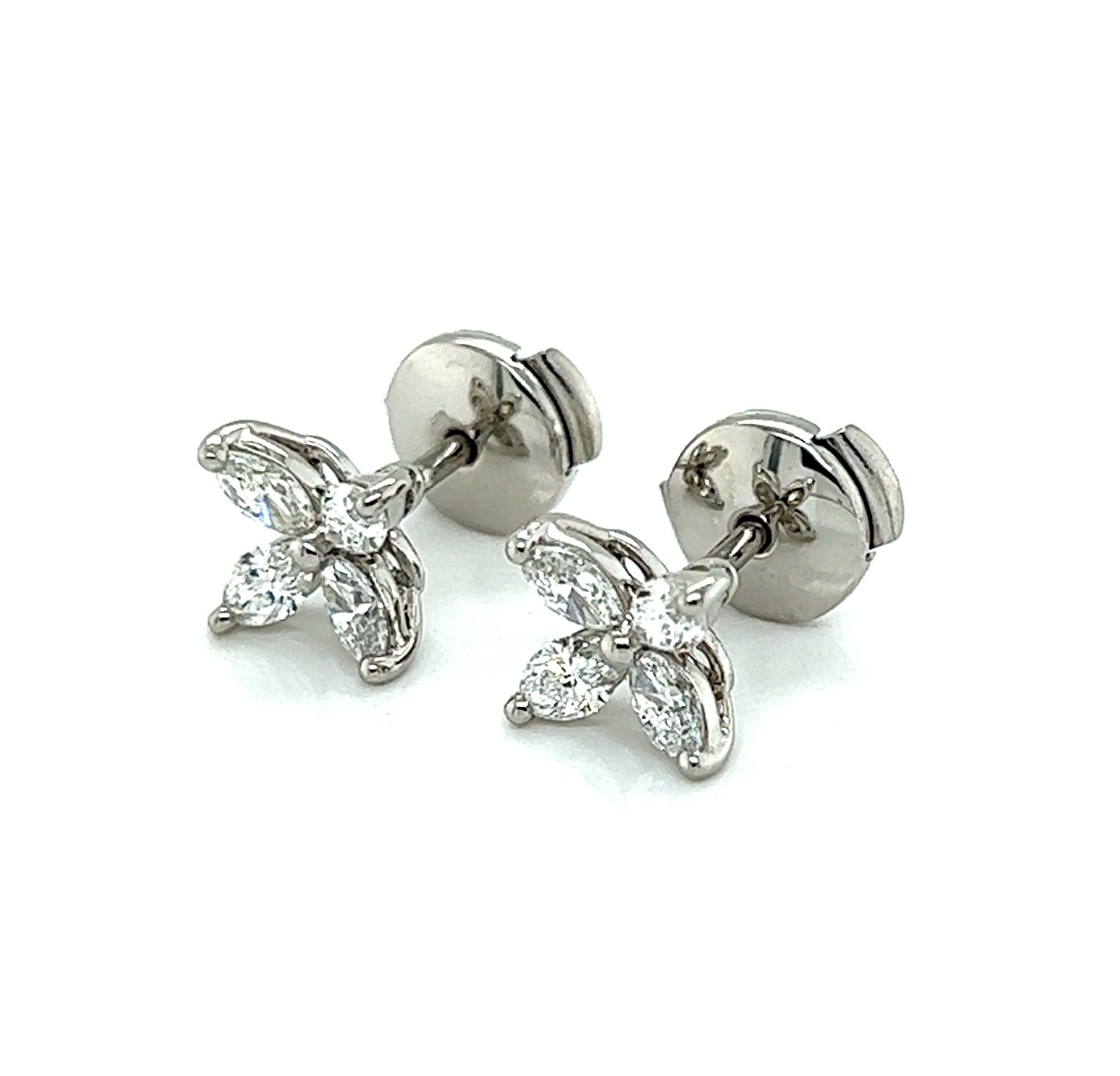 Moderne Tiffany & Co. Boucles d'oreilles en diamant Victoria 0,92ct Platinum Studs en vente