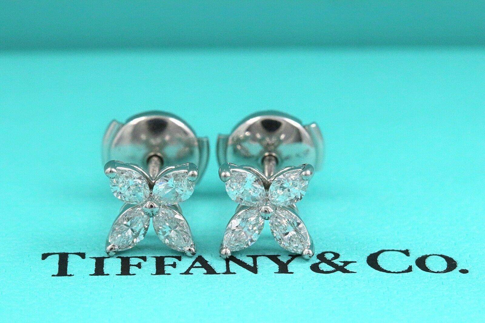 Marquise Cut Tiffany & Co. Victoria Diamond Earrings in Platinum 0.64 Carat