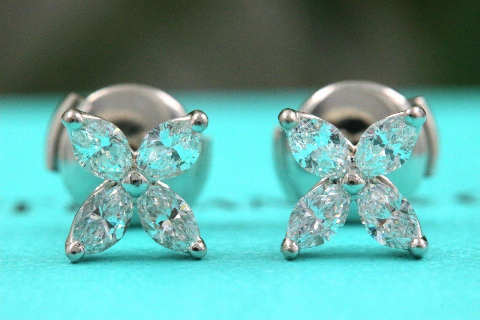 Women's Tiffany & Co. Victoria Diamond Earrings in Platinum 0.64 Carat