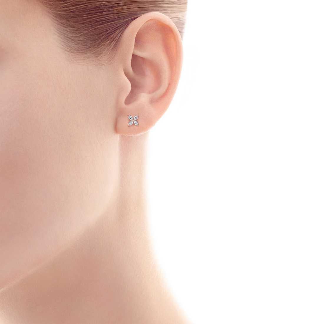 Tiffany & Co. Victoria Diamond Earrings
Style:  Cluster
Metal:  Platinum PT950
Size:  Small
Width:  7 MM
Total Carat Weight:  0.64 tcw
Diamond Shape:  Marquise Cut Diamond
Diamond Color & Clarity:  F color, VVS1 clarity
Hallmark:  ©TIFFANY&CO.PT950