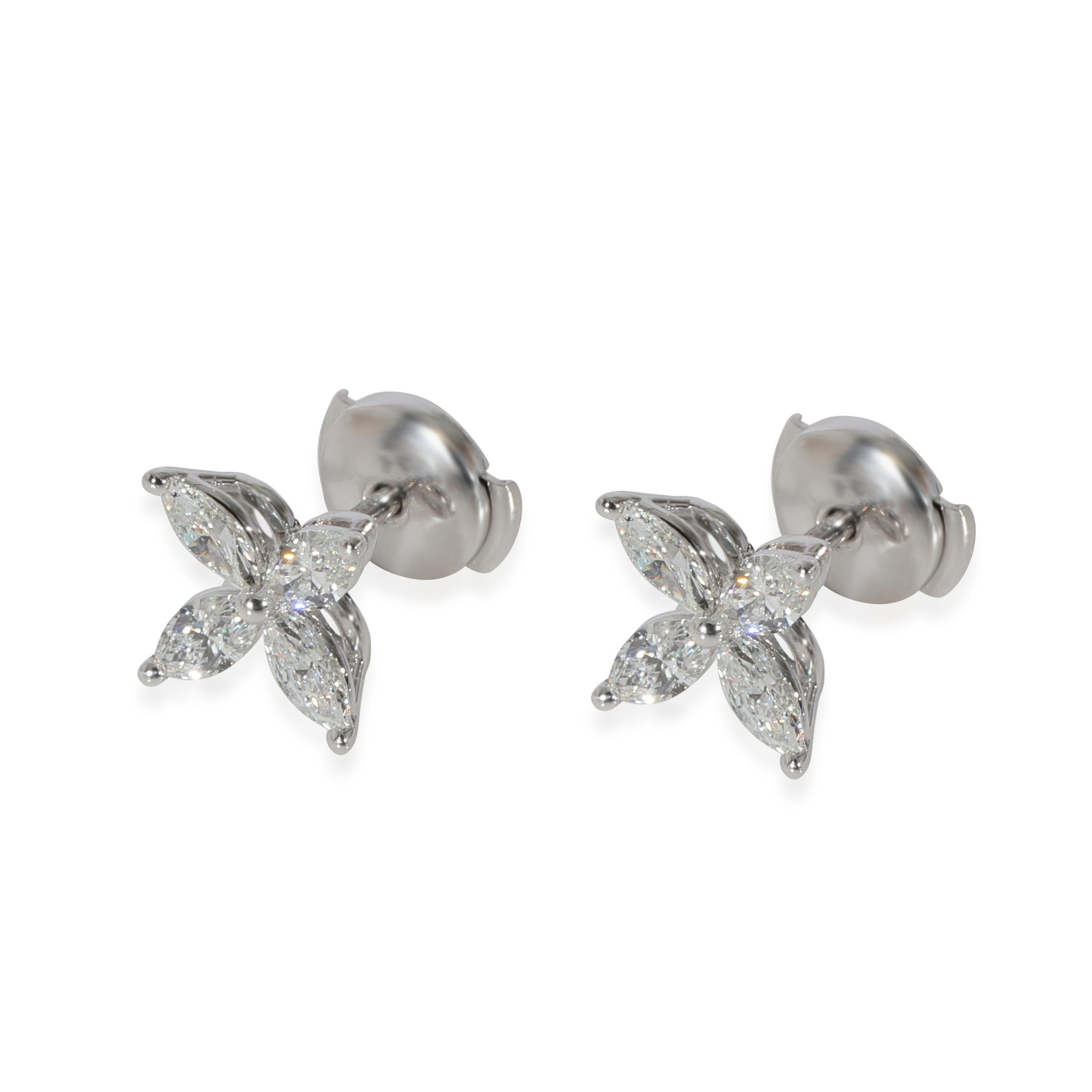 Tiffany & Co. Victoria Diamond Earrings in  Platinum 0.92 CTW In Excellent Condition In New York, NY