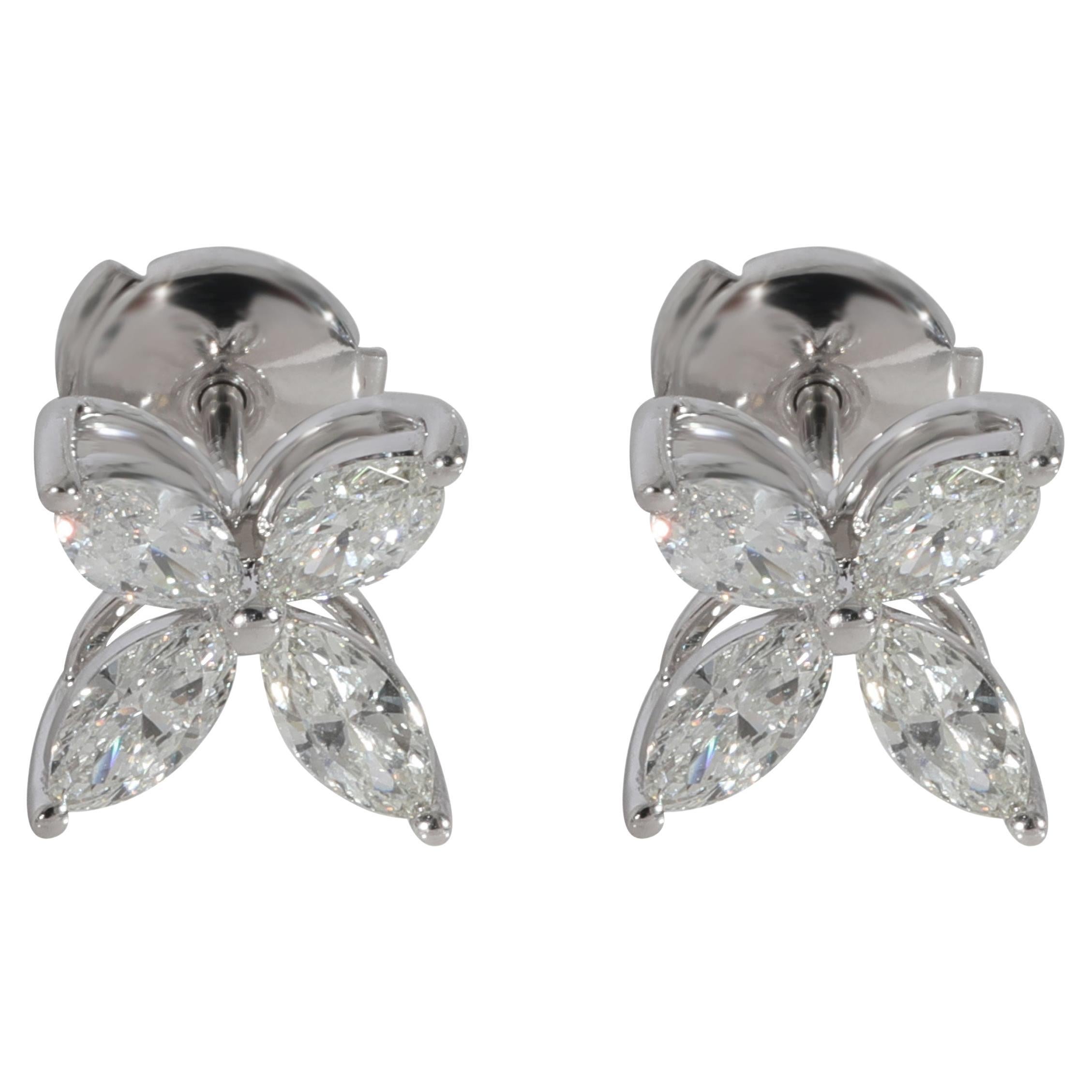 TIFFANY and CO. Victoria Diamond Platinum Cluster Earrings at 1stDibs
