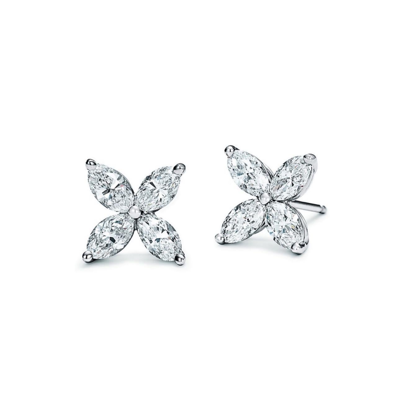 Tiffany & Co. Victoria Diamant-Ohrringe Platin Klein 0,64 Tcw 8