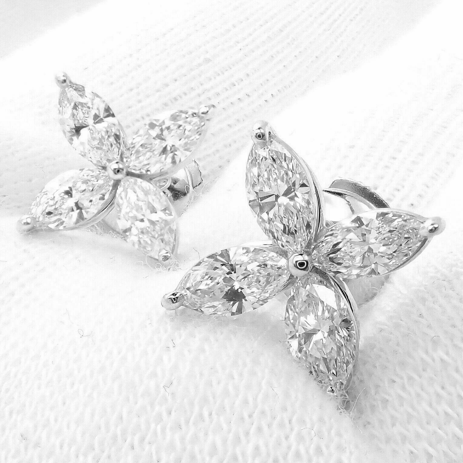 Tiffany & Co. Victoria Diamond Extra Large Platinum Stud Earrings In Excellent Condition In Holland, PA