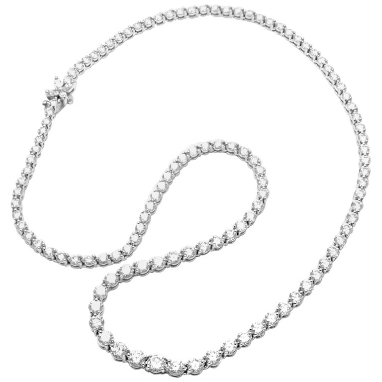 Tiffany and Co. Victoria Diamond Graduated Line Platinum Necklace at
