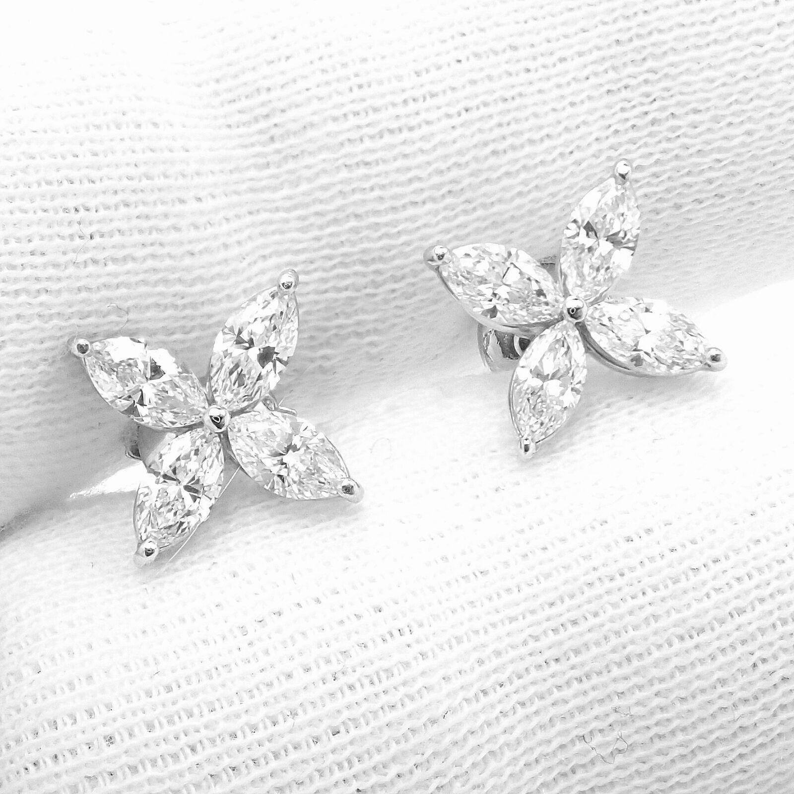 Tiffany & Co. Victoria Diamond Large Stud Platinum Earrings In Excellent Condition For Sale In Holland, PA