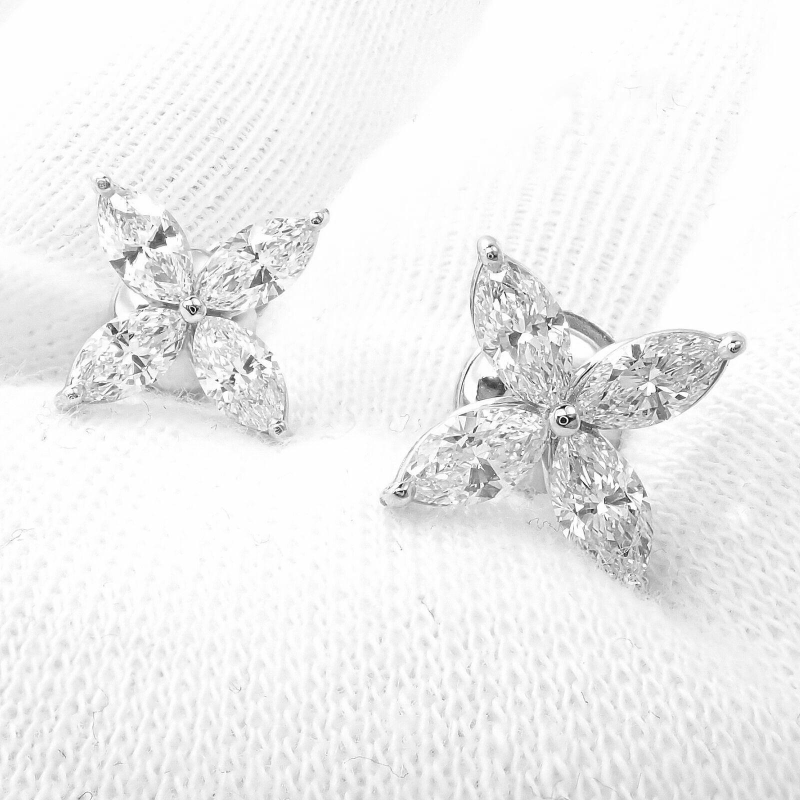 Tiffany & Co. Victoria Diamond Large Stud Platinum Earrings For Sale 1