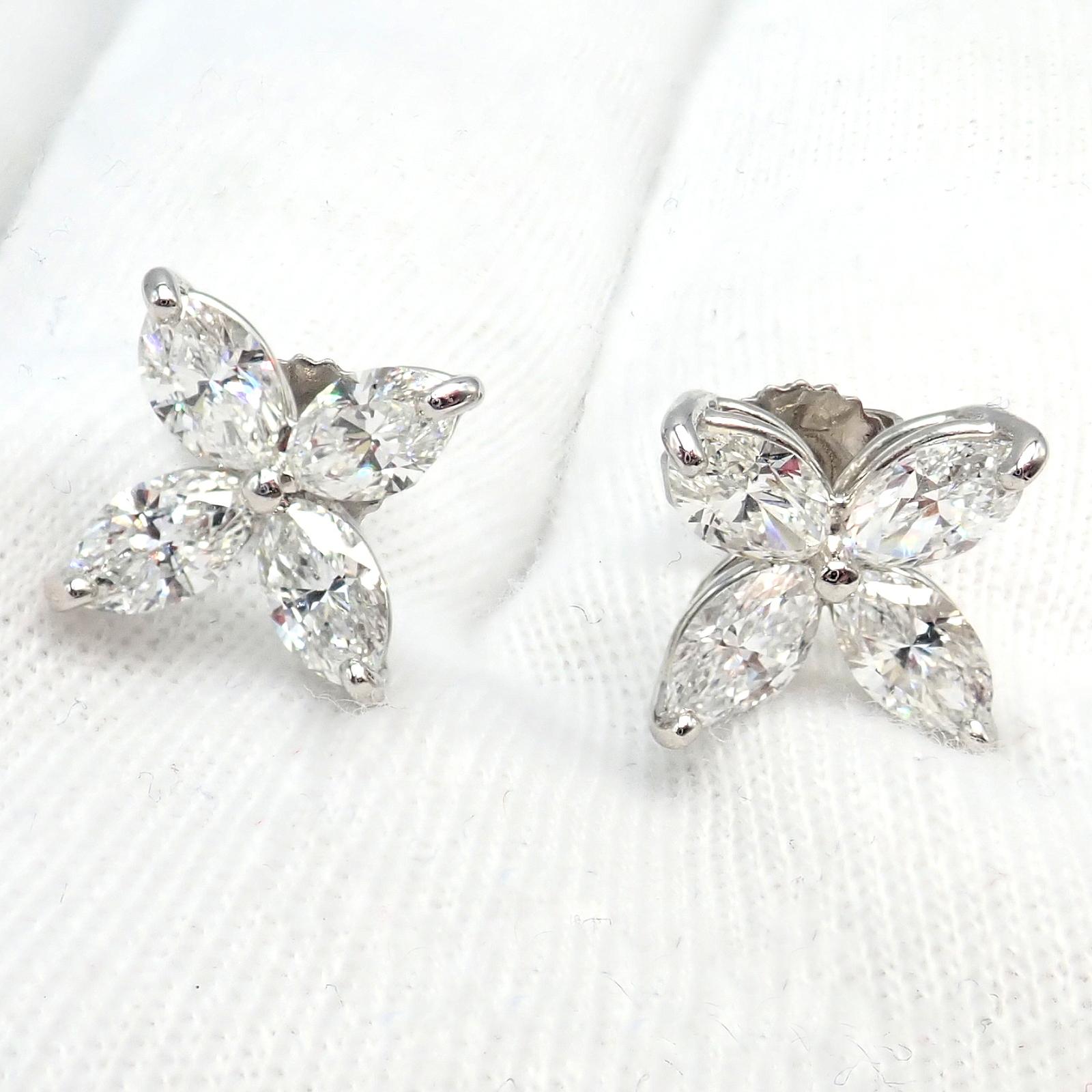 Pendientes de platino Tiffany & Co Victoria Diamond Large Stud en venta 1