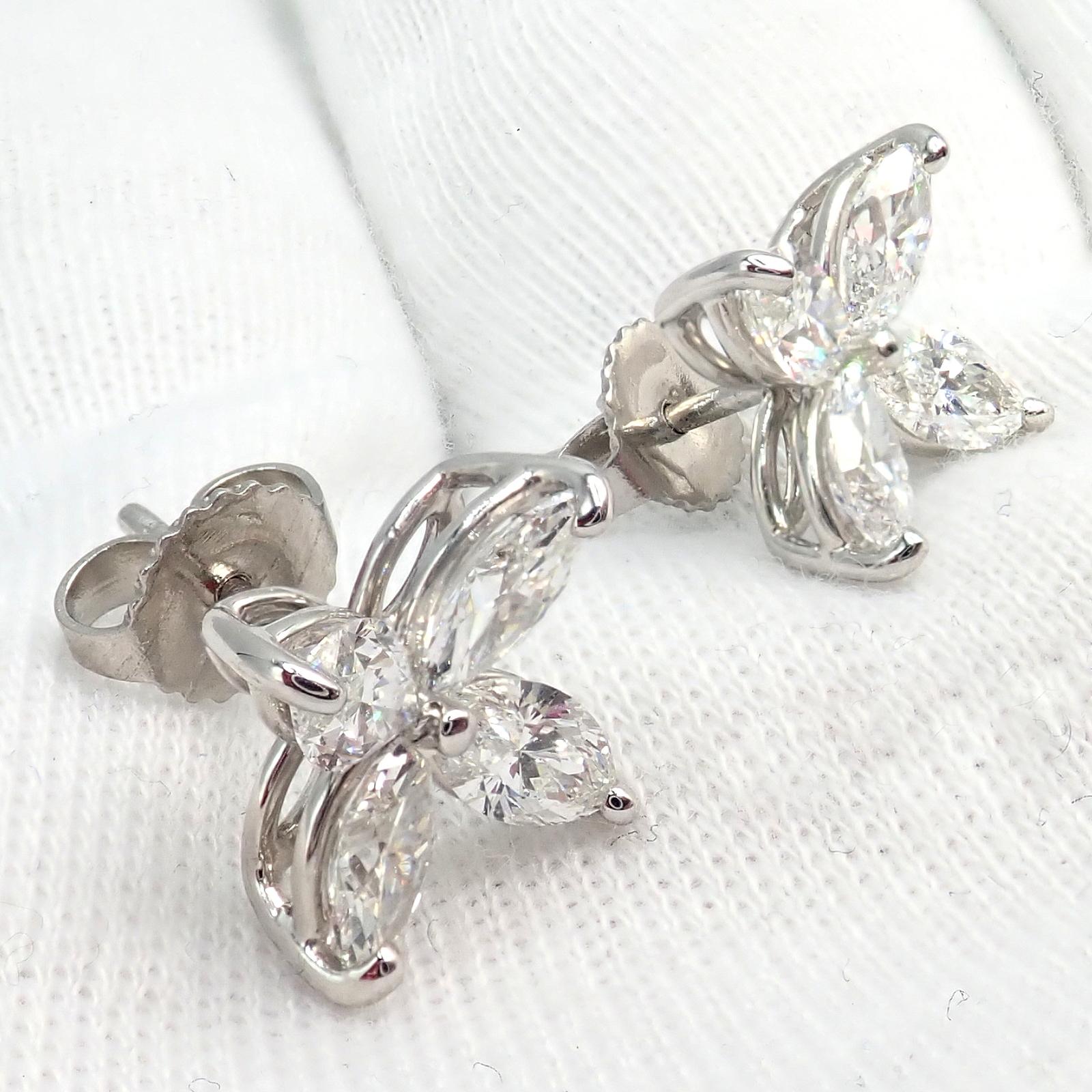 Pendientes de platino Tiffany & Co Victoria Diamond Large Stud en venta 2