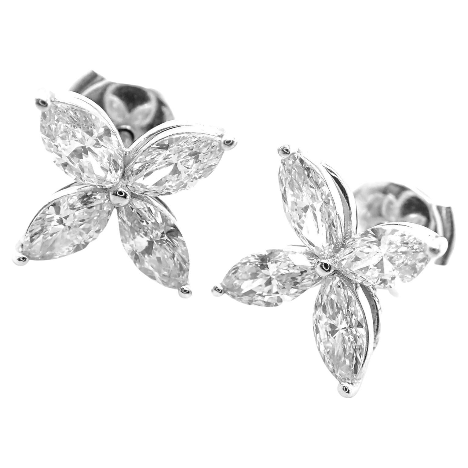 TIFFANY and CO. Victoria Diamond Platinum Cluster Earrings at 1stDibs ...