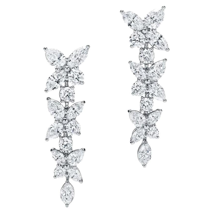 Tiffany & Co. Victoria Diamond Mixed Cluster Drop Earrings
