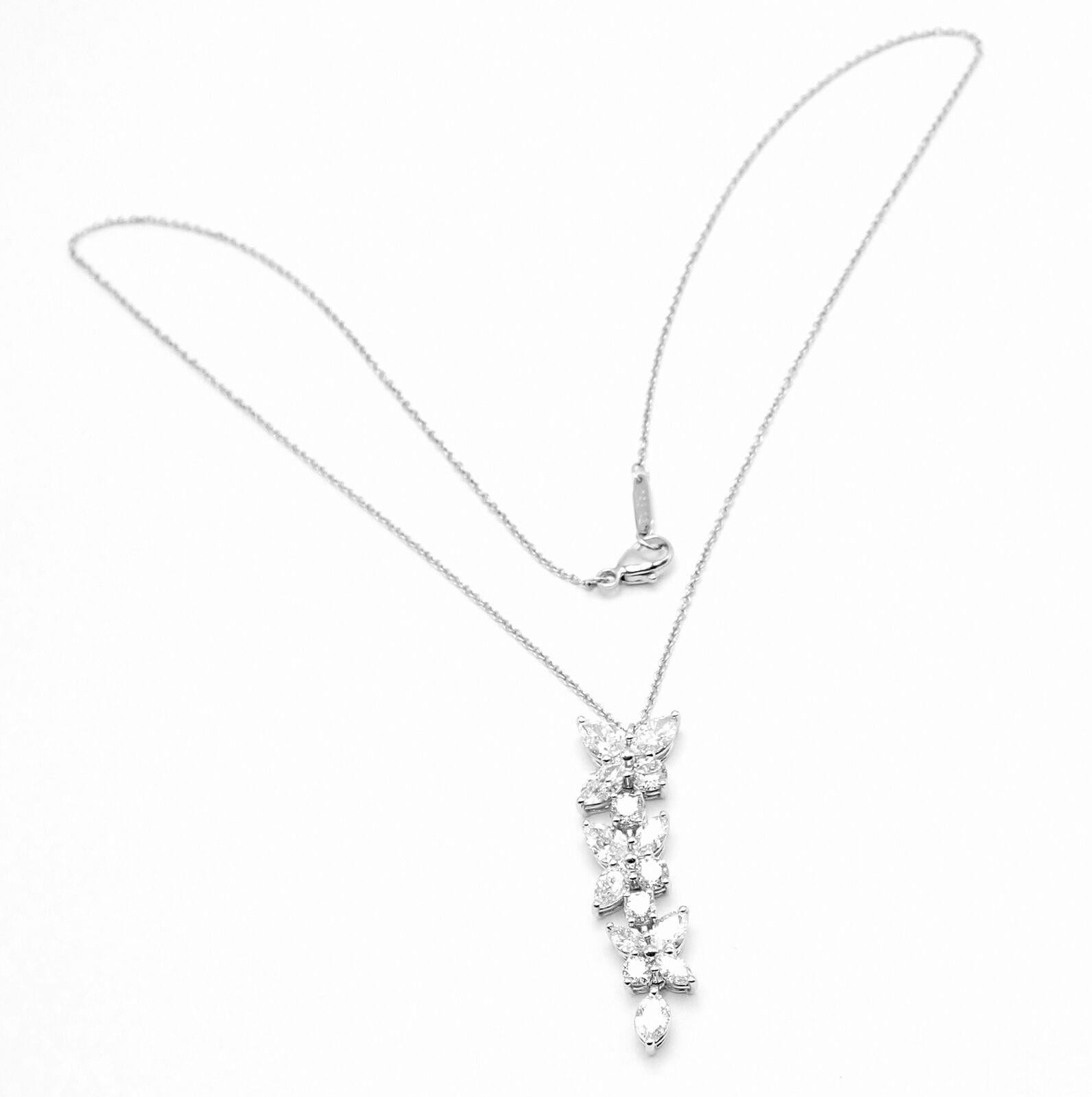 Tiffany & Co Victoria Diamond Mixed Cluster Drop Platinum Pendant Necklace 2