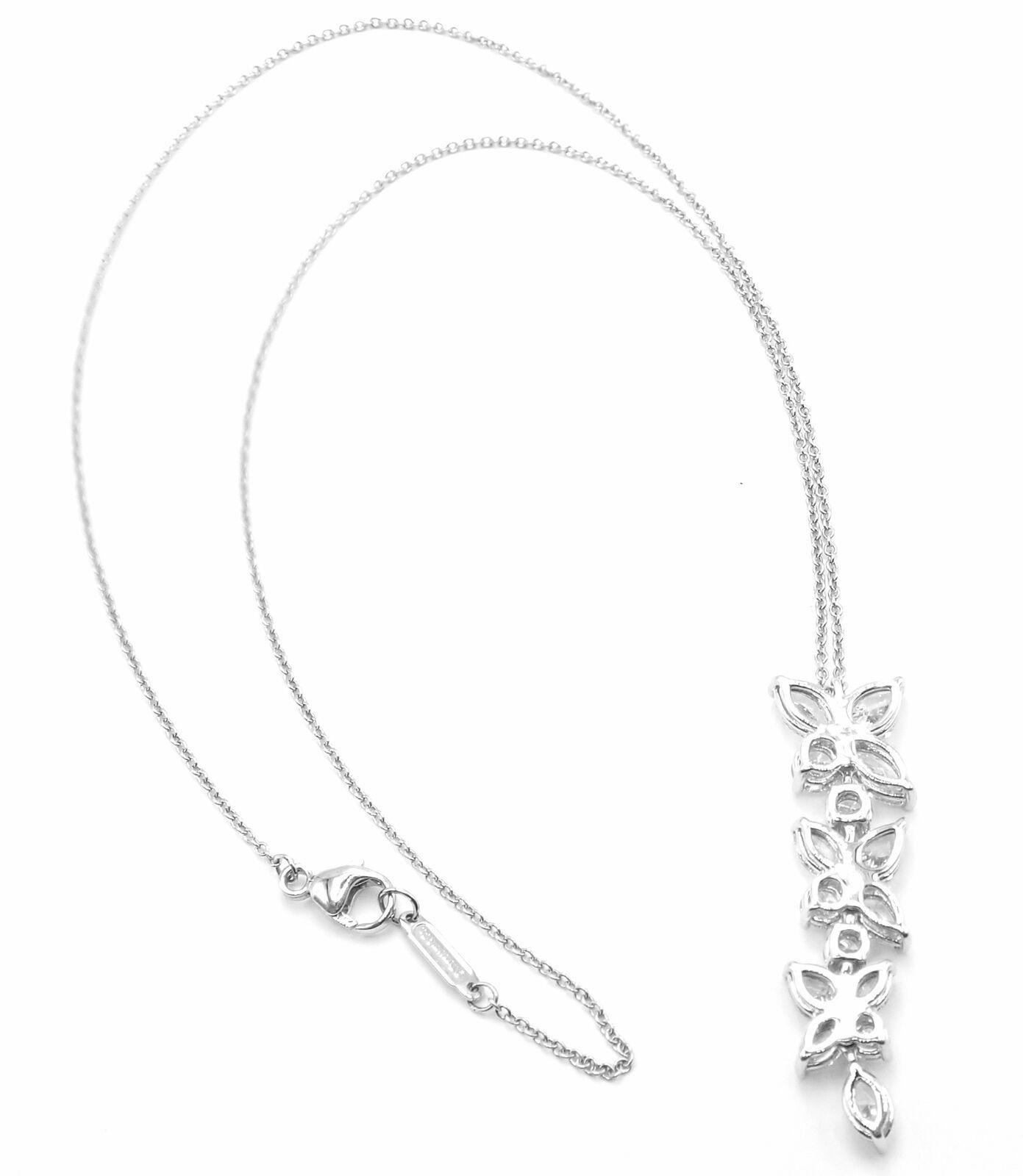 Women's or Men's Tiffany & Co Victoria Diamond Mixed Cluster Drop Platinum Pendant Necklace