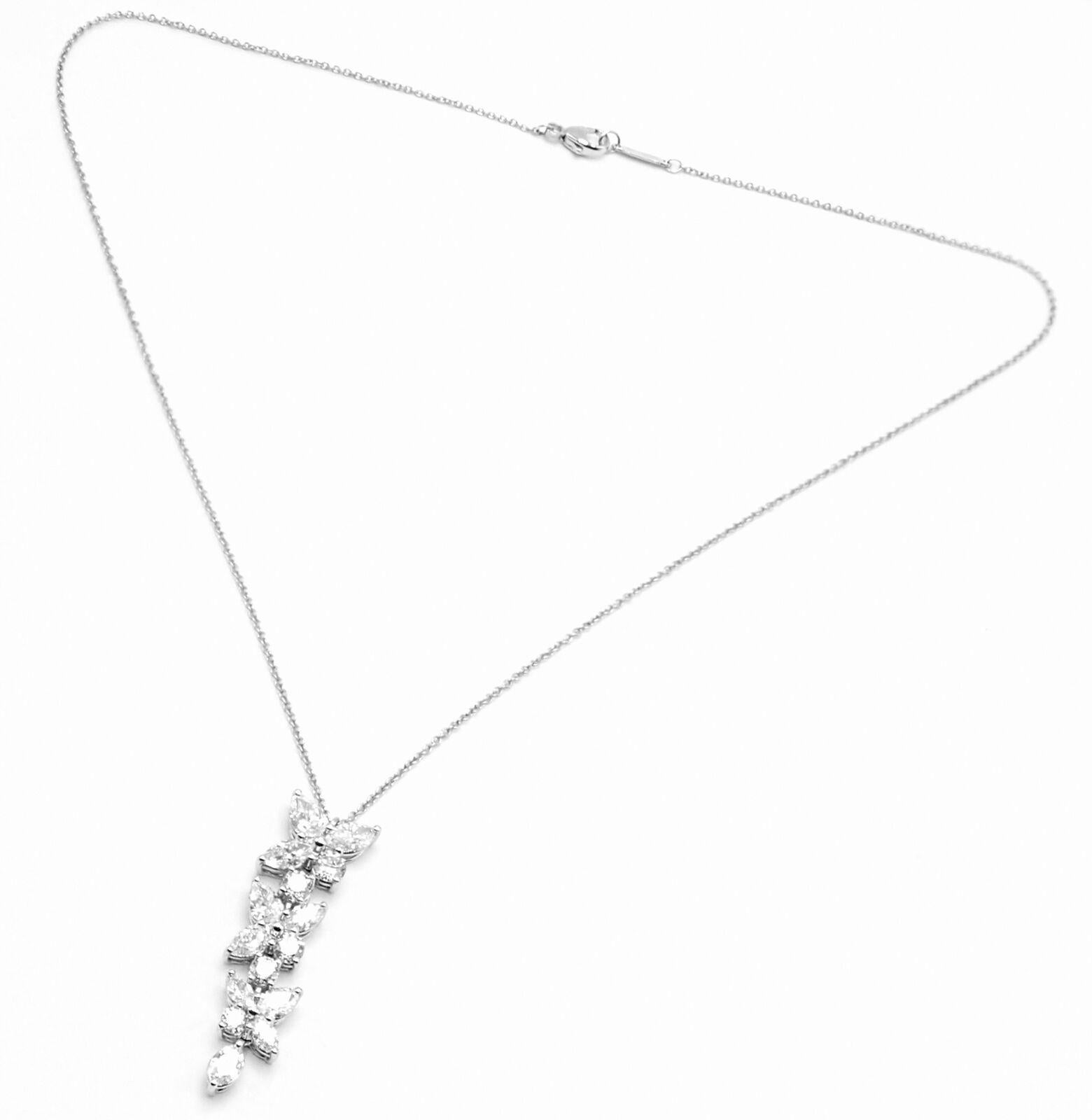Tiffany & Co Victoria Diamond Mixed Cluster Drop Platinum Pendant Necklace 1