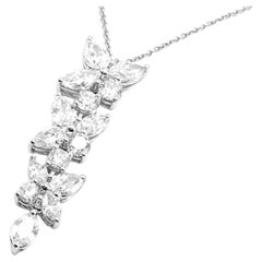 Tiffany & Co Victoria Diamond Mixed Cluster Drop Platinum Pendant Necklace
