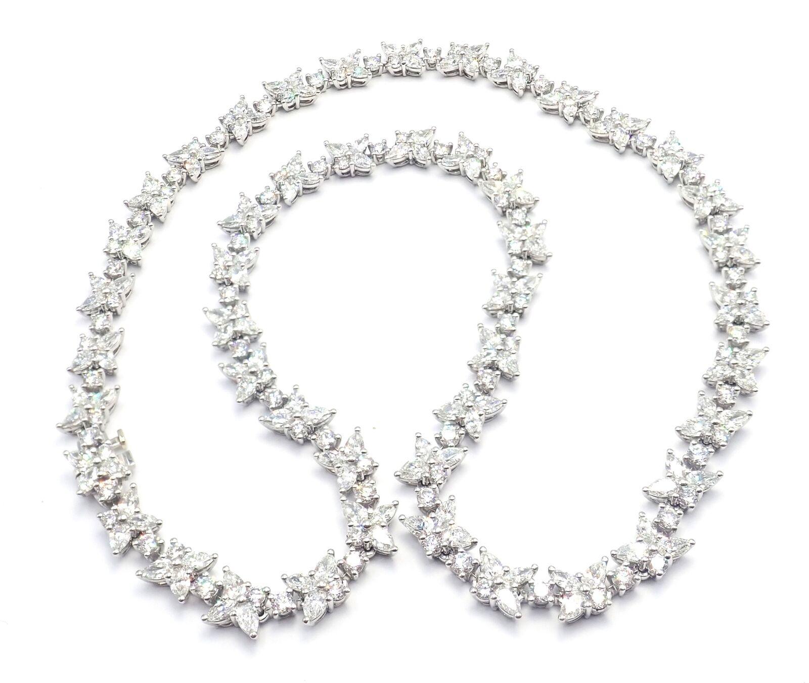 Brilliant Cut Tiffany & Co Victoria Diamond Mixed Cluster Platinum Necklace