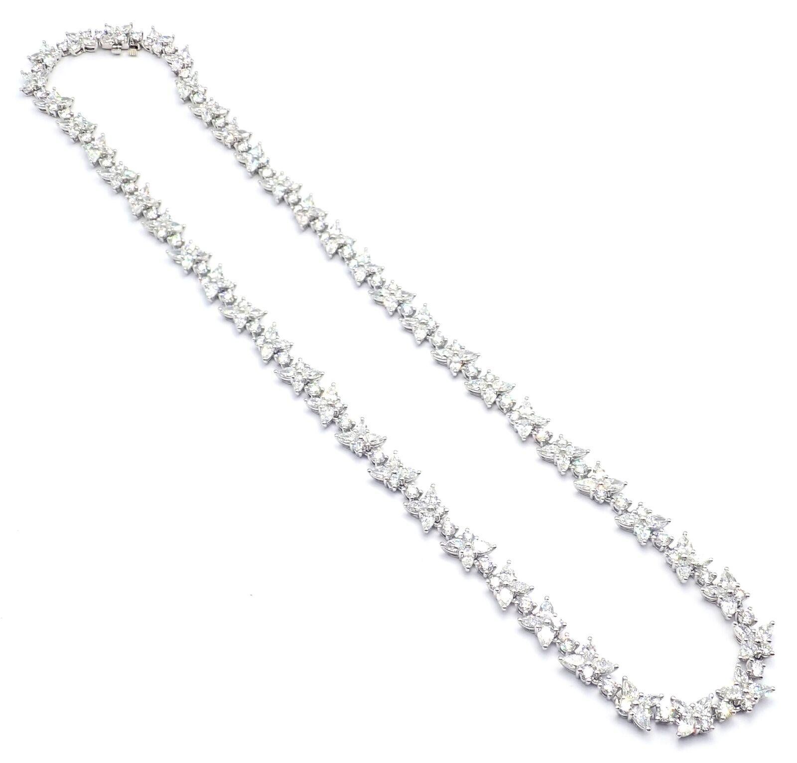 Tiffany & Co Victoria Diamond Mixed Cluster Platinum Necklace In Excellent Condition In Southampton, PA