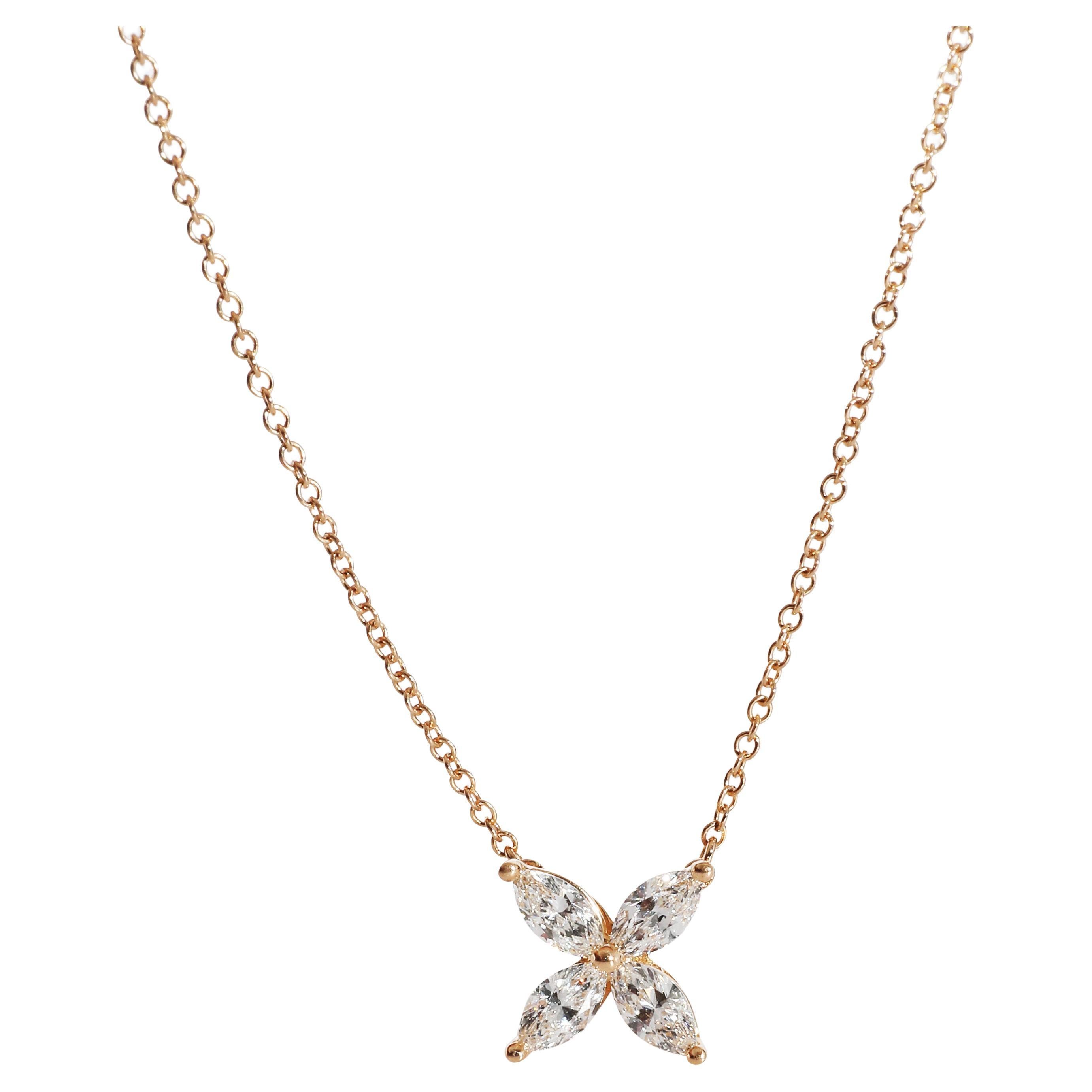 Tiffany & Co. Victoria Diamond Pendant in 18K Rose Gold 0.46 CTW For Sale
