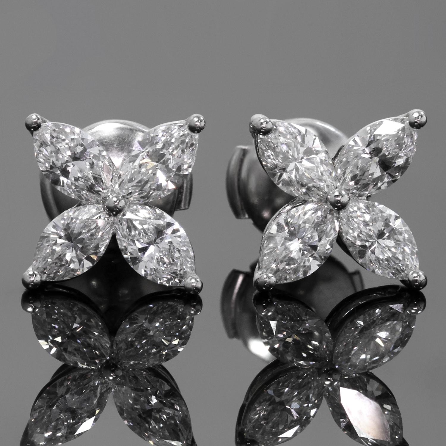 Tiffany & Co. Victoria Diamond Platinum Large Earrings In Excellent Condition In New York, NY