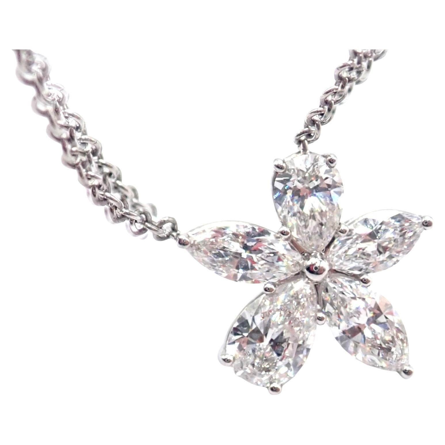 Tiffany & Co Victoria Diamond Platinum Mixed Cluster Pendant Necklace