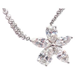 Tiffany & Co Victoria Diamond Platinum Mixed Cluster Pendant Necklace