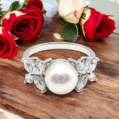 Tiffany & Co. Victoria Diamond Platinum Pearl Ring