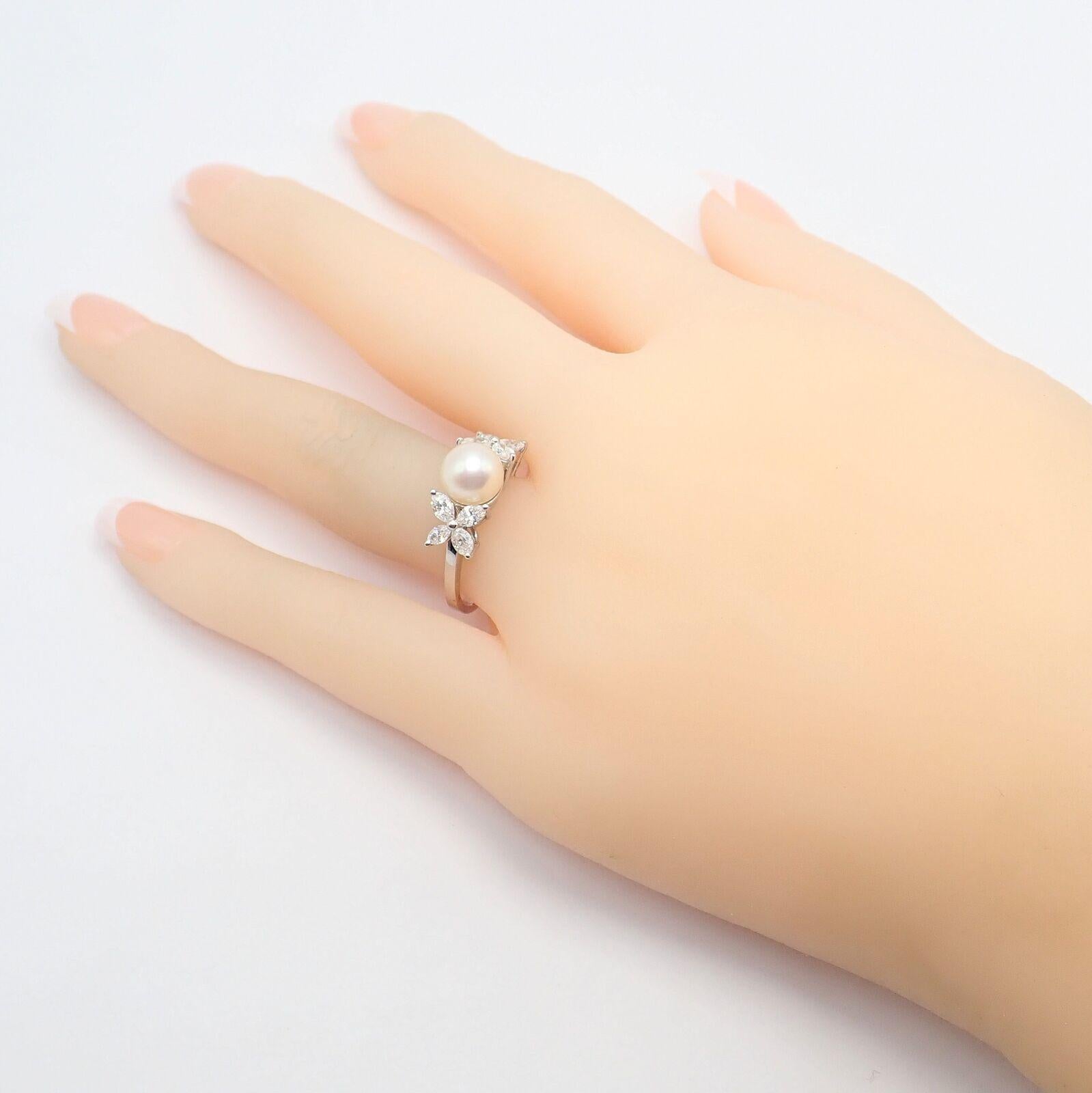 Tiffany & Co. Victoria Diamond Platinum Pearl Ring 2