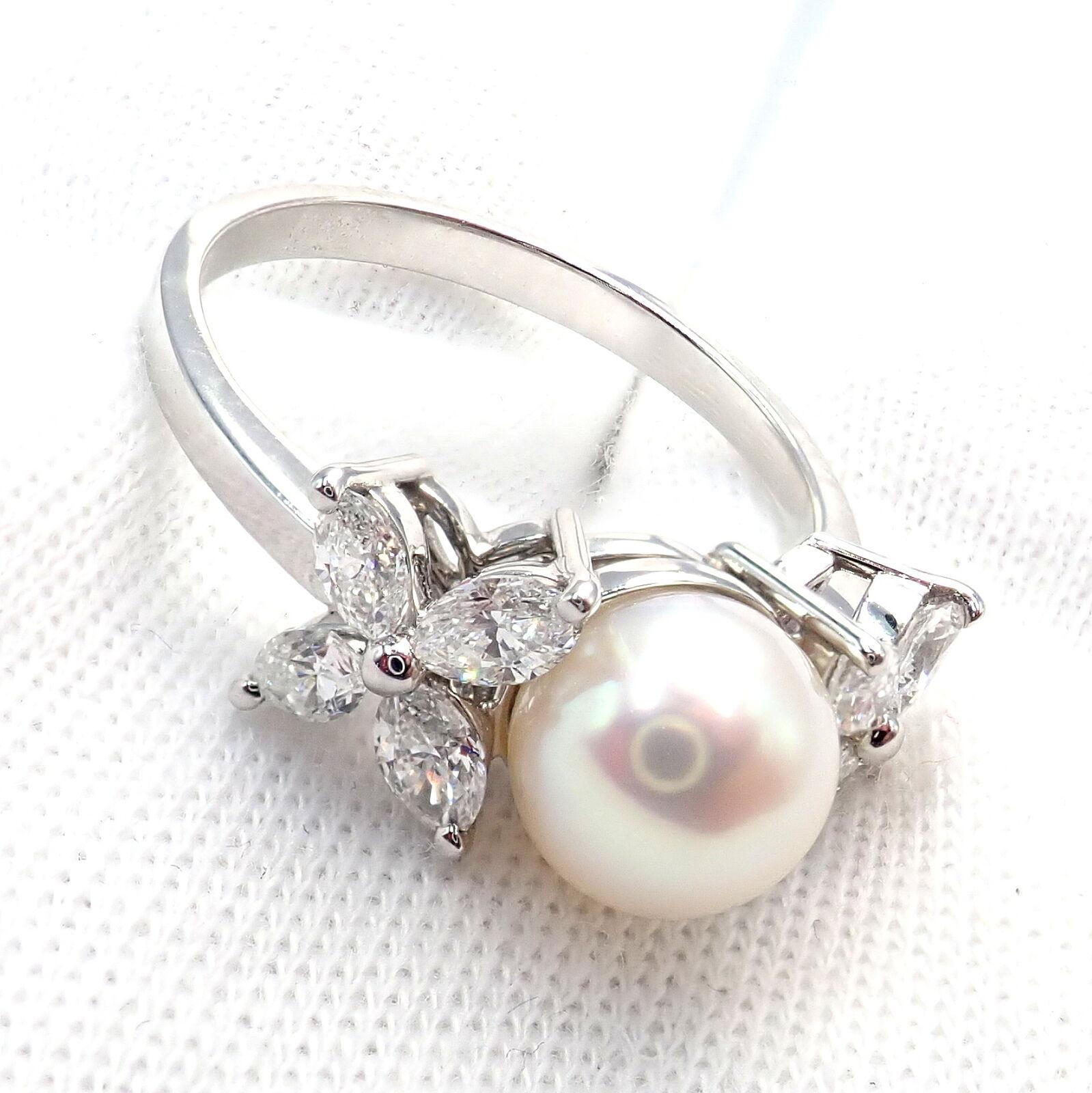 Tiffany & Co. Victoria Diamond Platinum Pearl Ring 3