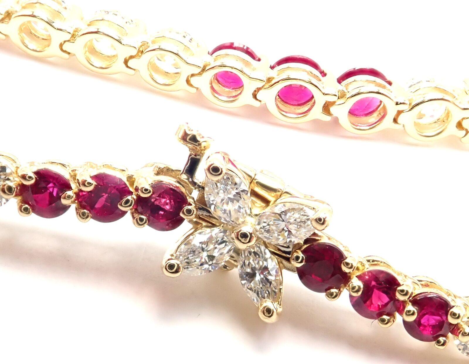 Tiffany & Co Victoria Diamond Ruby Line Yellow Gold Necklace 5