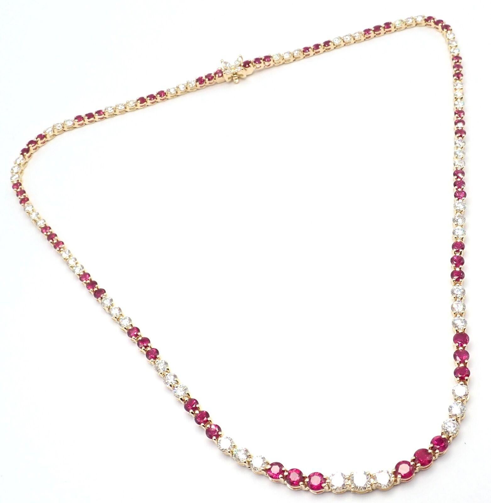Tiffany & Co Victoria Diamond Ruby Line Yellow Gold Necklace For Sale 6