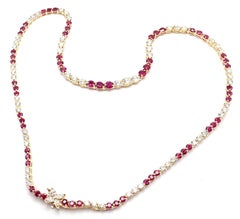 Tiffany & Co Victoria Diamond Ruby Line Yellow Gold Necklace