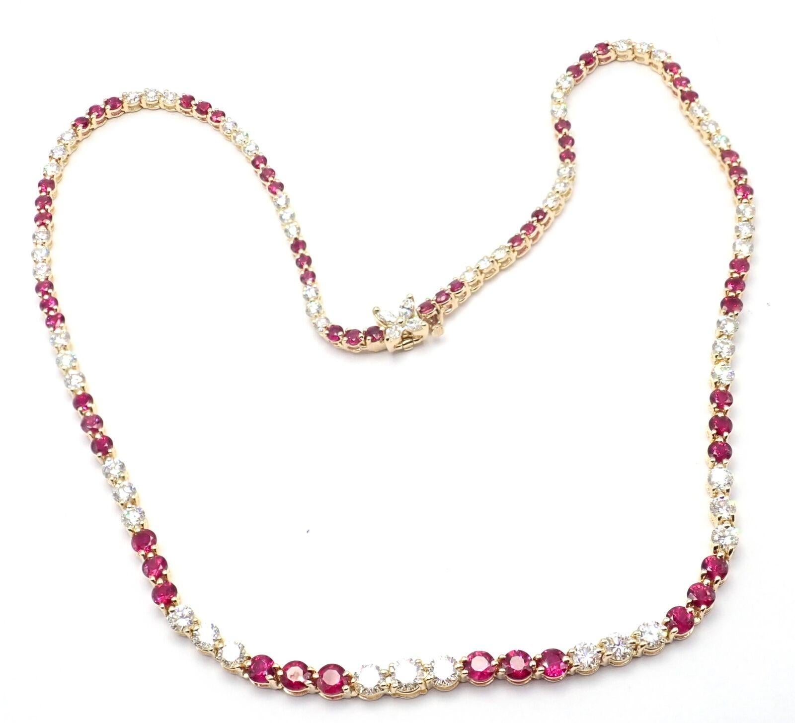 Women's or Men's Tiffany & Co Victoria Diamond Ruby Line Yellow Gold Necklace For Sale