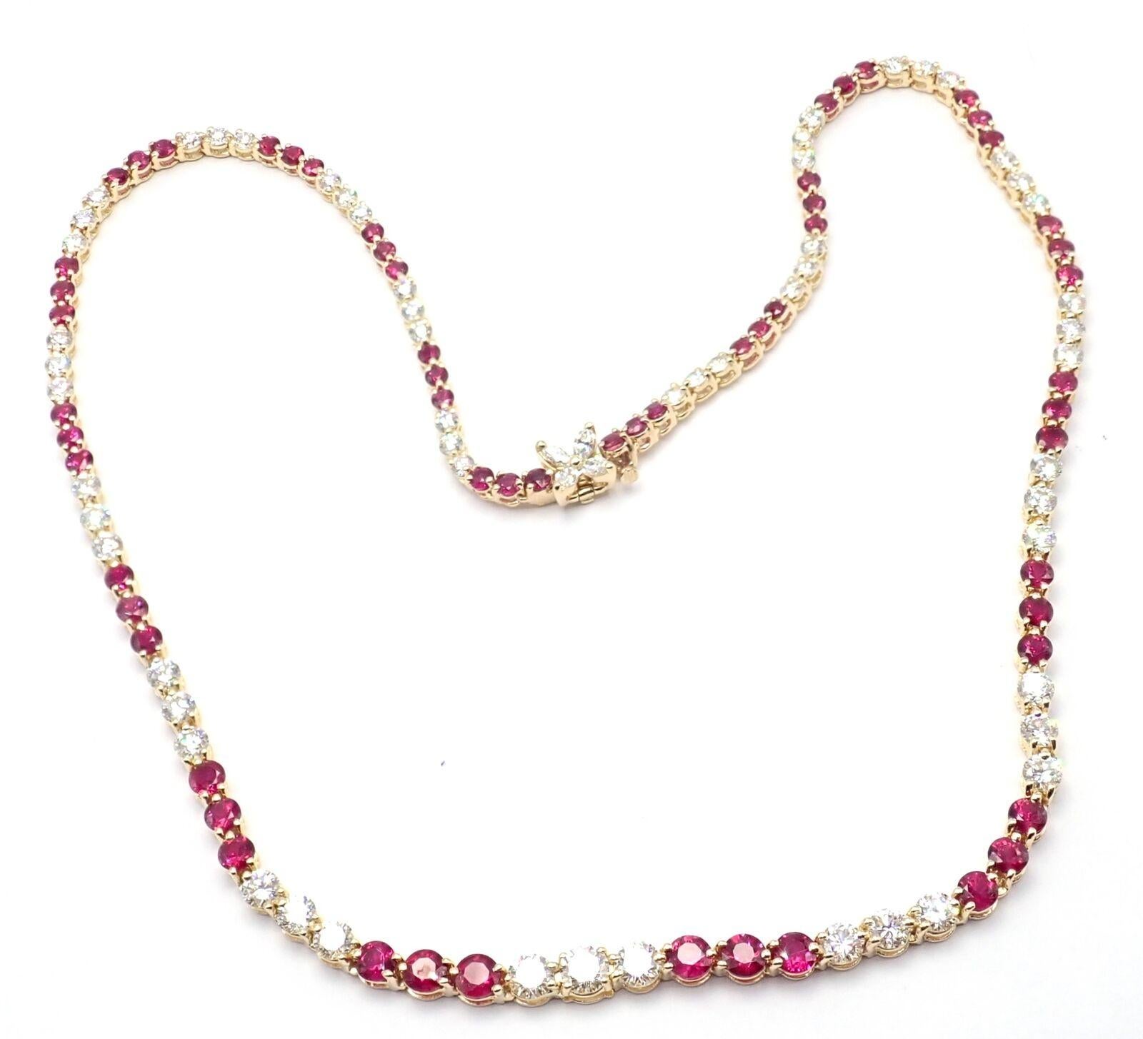 Women's or Men's Tiffany & Co Victoria Diamond Ruby Line Yellow Gold Necklace
