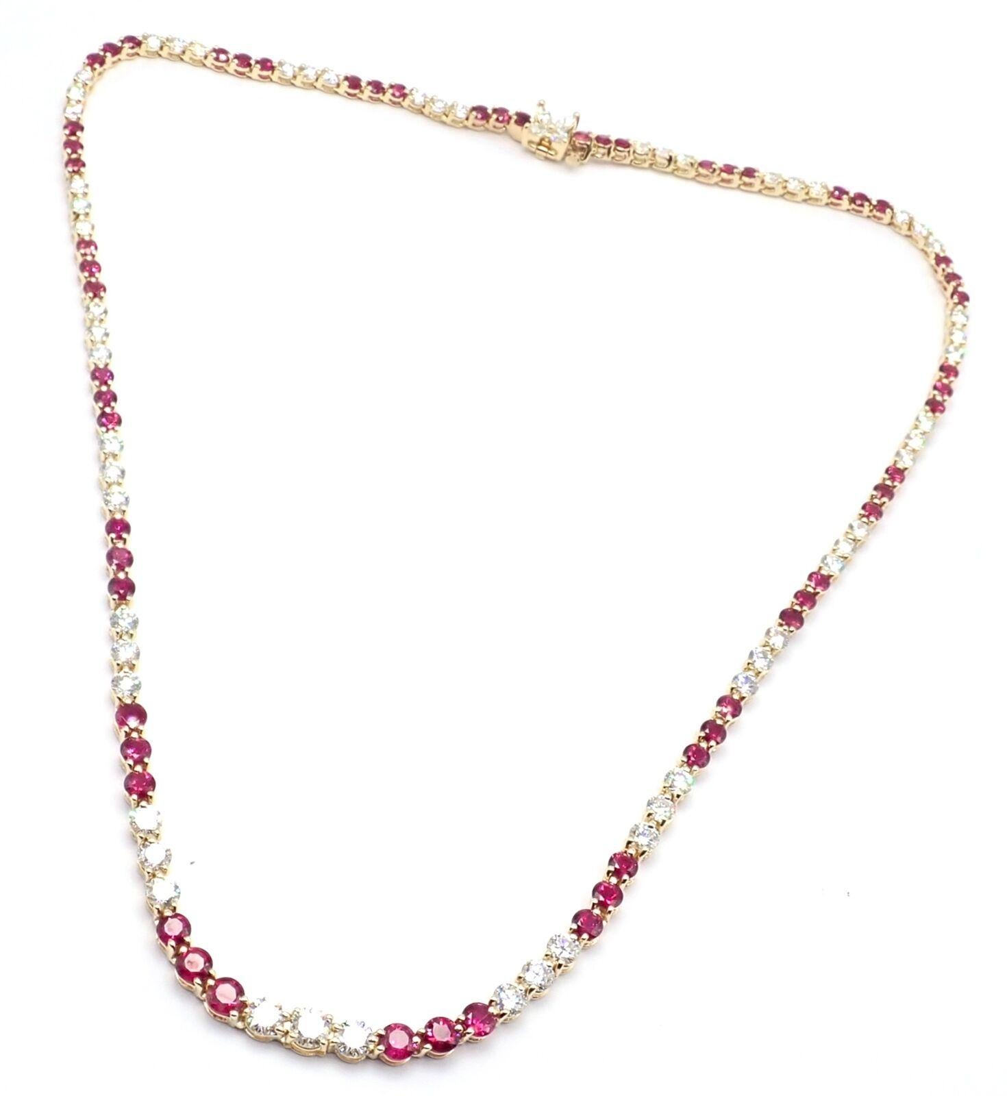 Tiffany & Co Victoria Diamond Ruby Line Yellow Gold Necklace For Sale 1