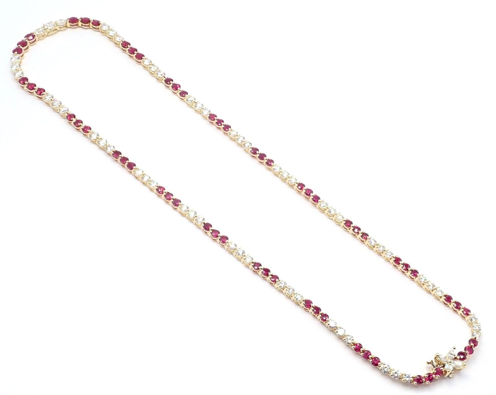 Tiffany & Co Victoria Diamond Ruby Line Yellow Gold Necklace 2