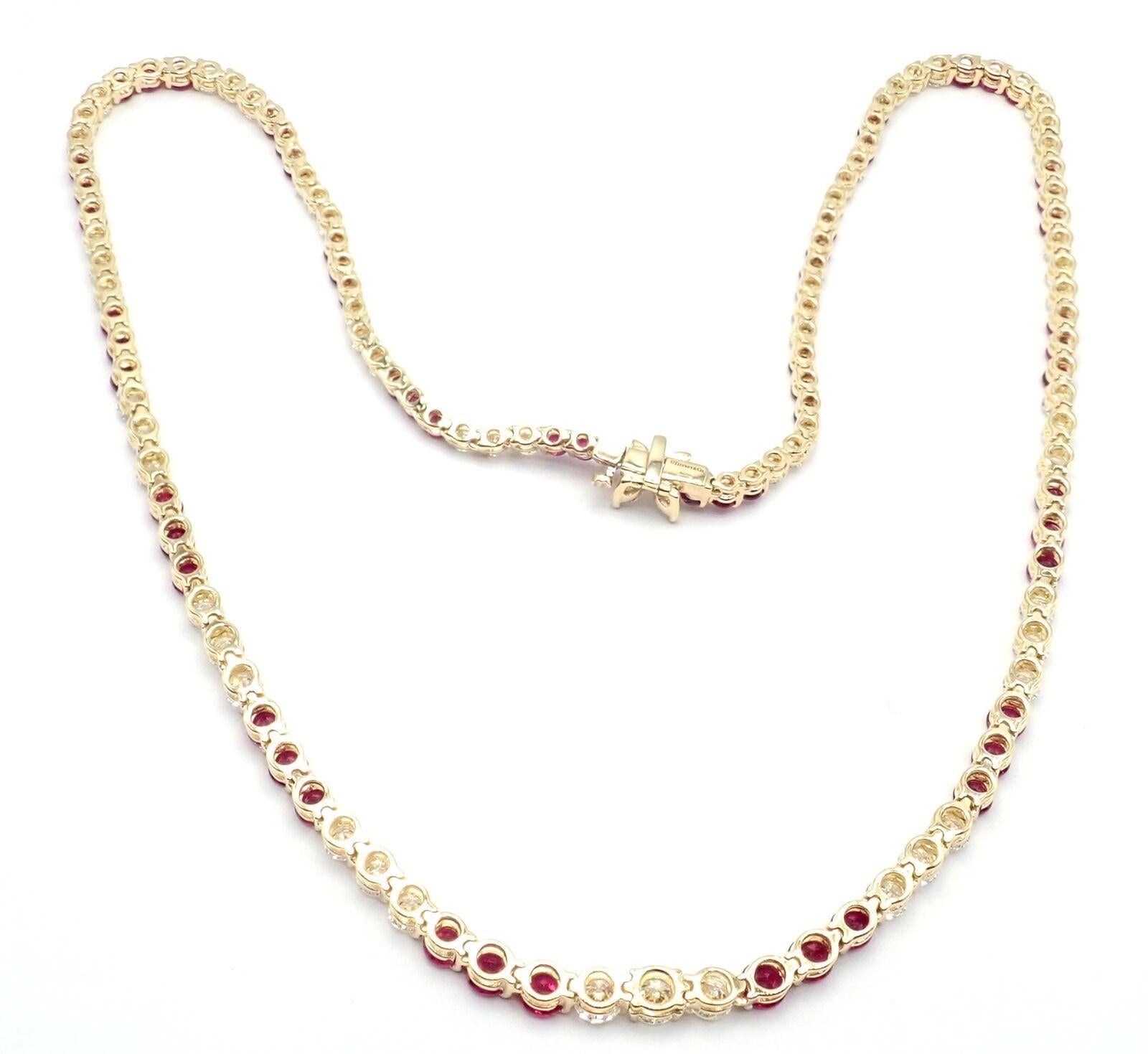 Tiffany & Co Victoria Diamond Ruby Line Yellow Gold Necklace For Sale 3