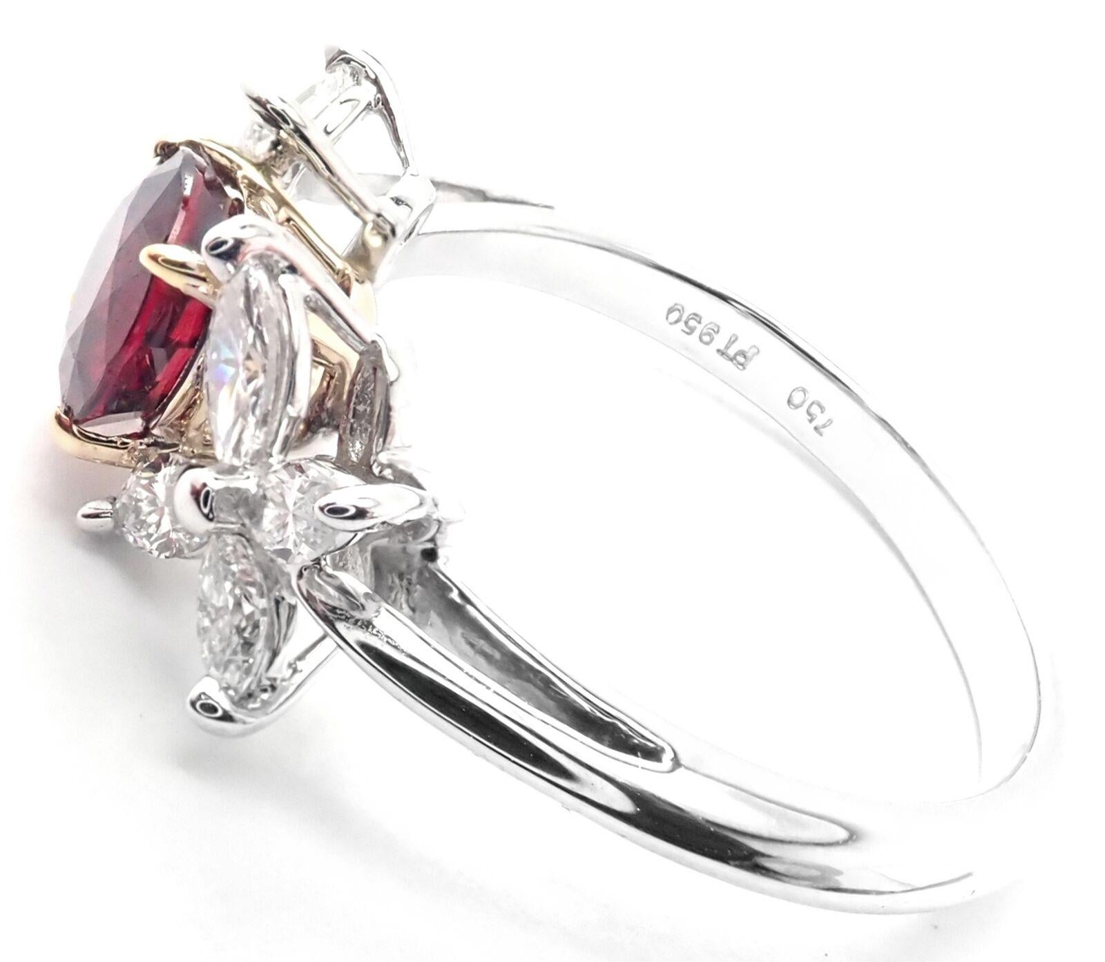 Marquise Cut Tiffany & Co Victoria Diamond Ruby Platinum Band Ring
