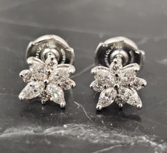 Tiffany & Co. Victoria Diamond Stud Earrings Platinum 3.5g Marquise Round