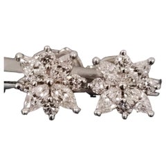 Tiffany & Co. Victoria Diamond Stud Earrings Platinum 3.5g Marquise Round