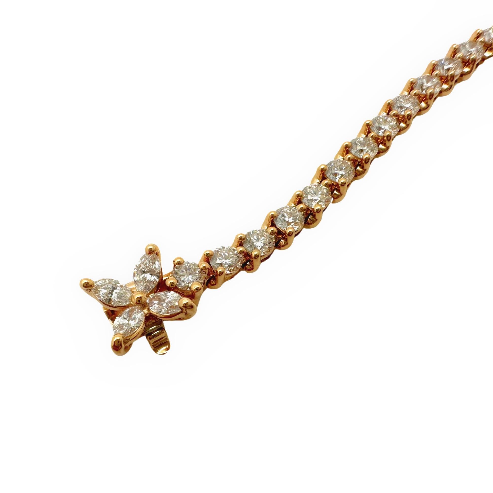 Round Cut Tiffany & Co. Victoria Diamond Tennis Bracelet 2.85 TCW 18k Rose Gold